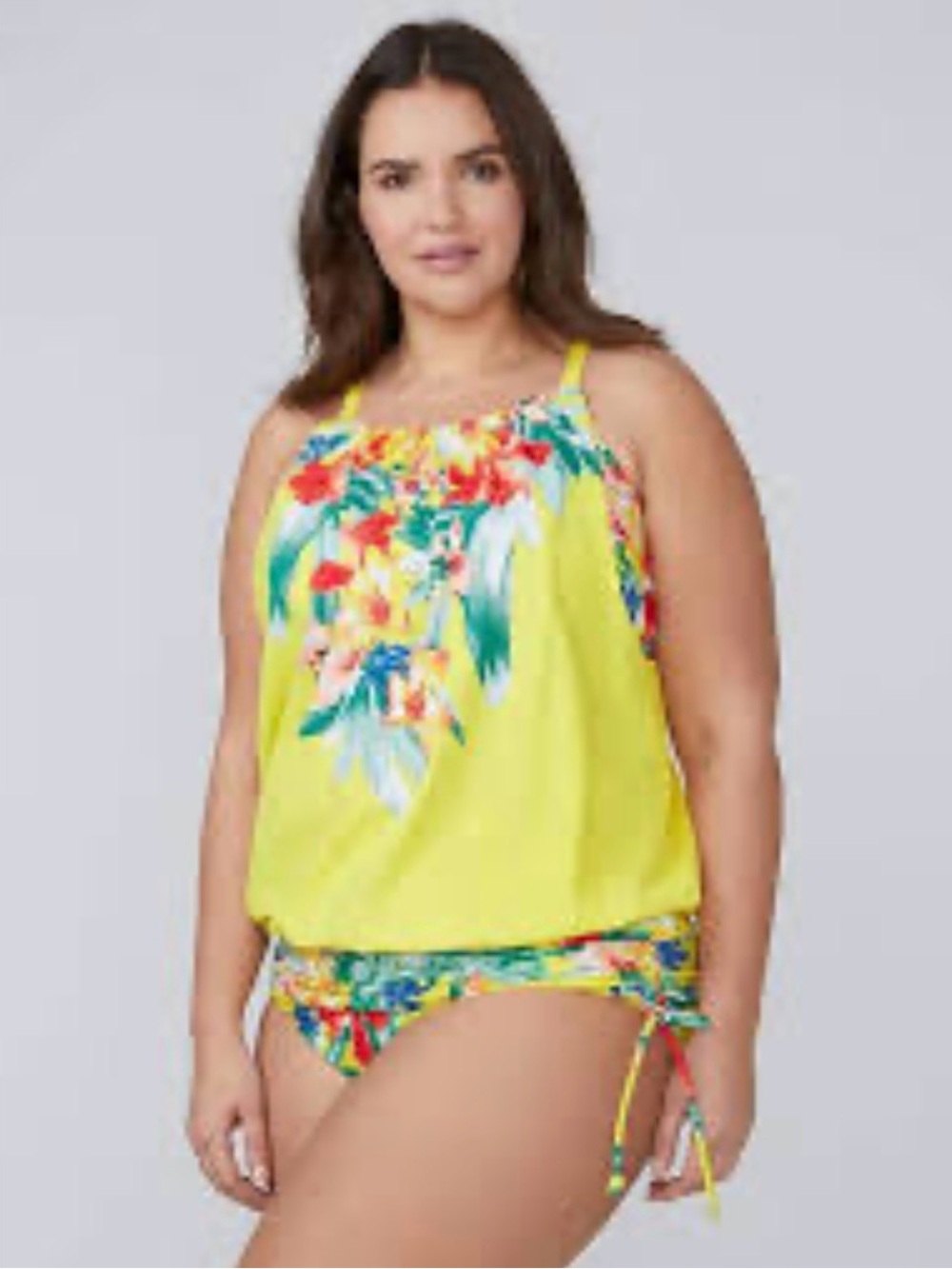 Lane Bryant Yellow Floral Swim Blouse